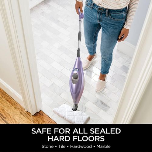  Shark S3504AMZ Steam Pocket Mop Hard Floor Cleaner with 1 Rectangle and 1 Triangle Mop Head, Natural Powerful Steam, Easy Maneuvering, Triangle & Rectangle Washable Pads, Quick Dry