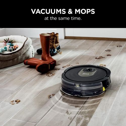  Shark AV2001WD AI VACMOP 2-in-1 Robot Vacuum and Mop with Self-Cleaning Brushroll, LIDAR Navigation, Home Mapping, Perfect for Pet Hair, Works with Alexa, Wi-Fi Black/Brass