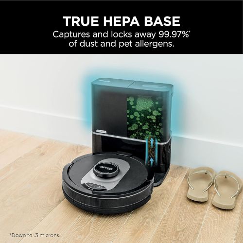  Shark RV2502AE AI Ultra Robot Vacuum with XL HEPA Self-Empty Base, Bagless, 60-Day Capacity, LIDAR Navigation, Smart Home Mapping, UltraClean, Perfect for Pet Hair, Compatible with