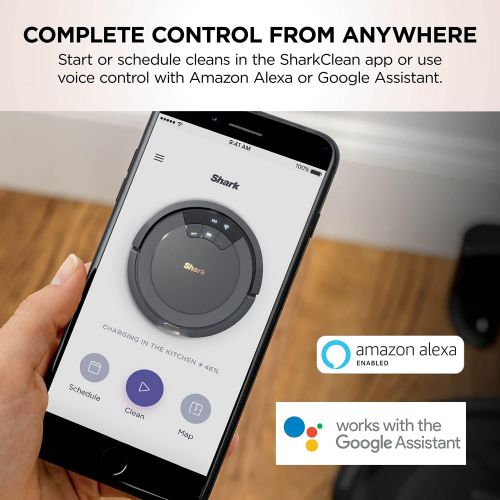  Shark ION Robot Vacuum AV753, Wi Fi Connected, 120min Runtime, Works with Alexa, Multi Surface Cleaning , Grey