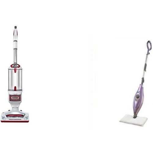  Shark Rotator Professional Upright Corded Bagless Vacuum with Lift-Away Hand Vacuum and Anti-Allergy Seal, Red & Steam Pocket Mop Hard Floor Cleaner with Swivel Steering XL Water T