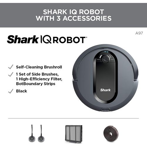  (2) Shark IQ Robot Vacuum AV970 Self Cleaning Brushroll, Advanced Navigation, Perfect for Pet Hair, Works with Alexa, Wi Fi, XL dust bin, A Black Finish + (2) White Towel + (2) Uni