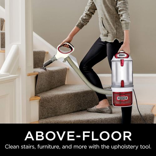  Shark Rotator Professional Upright Corded Bagless Vacuum for Carpet and Hard Floor with Lift-Away Hand Vacuum and Anti-Allergy Seal (NV501), White with Red Chrome