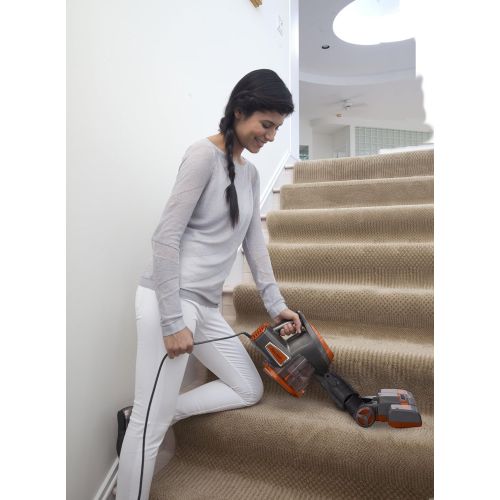  Shark Rocket Ultra-Light Corded Bagless Vacuum for Carpet and Hard Floor Cleaning with Swivel Steering and Car Detail Set (HV302), Gray/Orange