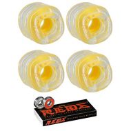 Shark Wheels 60mm California Roll Clear with Yellow Hub Skateboard Wheels - 78a with Bones Bearings - 8mm Bones Reds Precision Skate Rated Skateboard Bearings (8) Pack - Bundle of