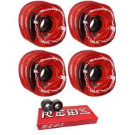 Shark Wheels 72mm DNA Transparent Red/White Longboard Skateboard Wheels - 78a with Bones Bearings - 8mm Bones Super Reds Skate Rated Skateboard Bearings (8) Pack - Bundle of 2 Item