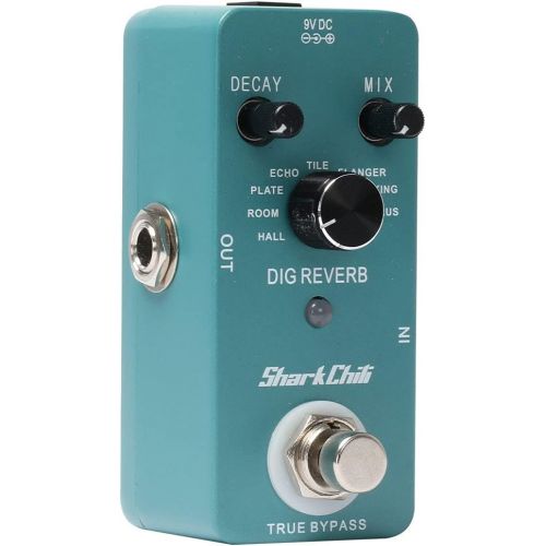  SharkChili Electric Guitar Single Effect Reverb Pedal True Bypass DIG REVERB 9 Reverb Types(without power supply)