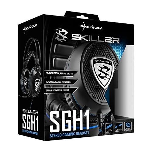  [아마존베스트]Sharkoon Skiller, Stereo Gaming headset (for PC, PS4, 50 mm Speakers, Extra-Large Ear Pads, Sprung Headband Suspension, Black