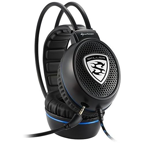  [아마존베스트]Sharkoon Skiller, Stereo Gaming headset (for PC, PS4, 50 mm Speakers, Extra-Large Ear Pads, Sprung Headband Suspension, Black