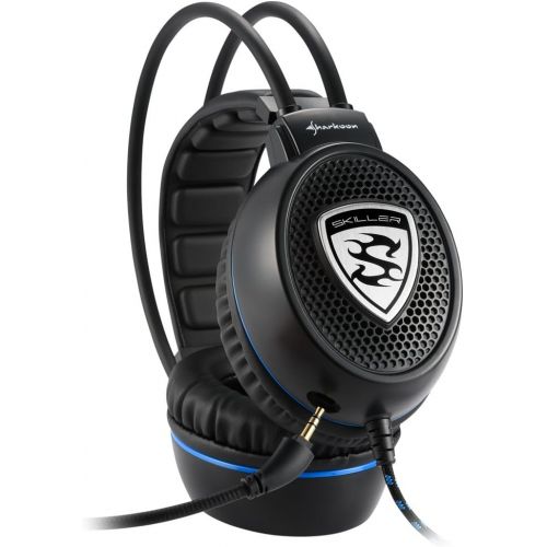  [아마존베스트]Sharkoon Skiller, Stereo Gaming headset (for PC, PS4, 50 mm Speakers, Extra-Large Ear Pads, Sprung Headband Suspension, Black