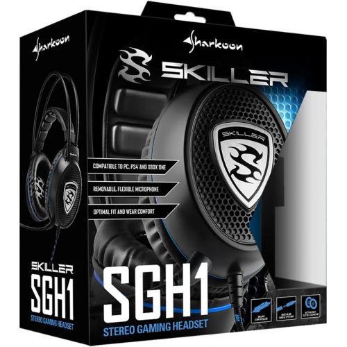  [아마존베스트]Sharkoon Skiller, Stereo Gaming headset (for PC, PS4, 50 mm Speakers, Extra-Large Ear Pads, Sprung Headband Suspension, Black