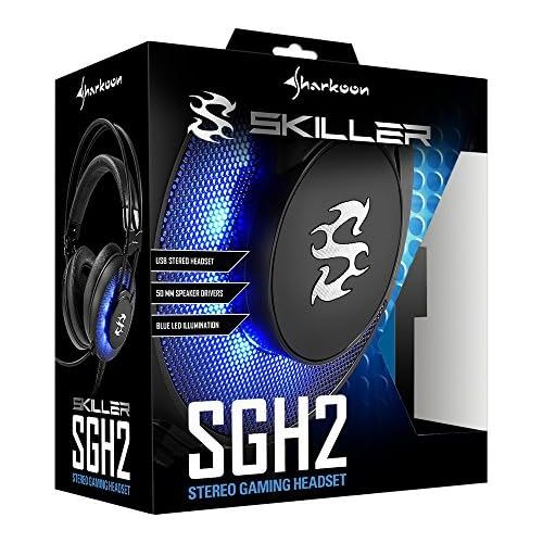  [아마존베스트]Sharkoon Skiller, Stereo Gaming headset (for PC, PS4, 50 mm Speakers, Extra-Large Ear Pads, Sprung Headband Suspension, Black