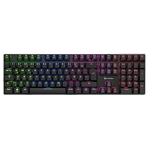  [아마존베스트]Sharkoon PureWriter RGB Mechanical Low Profile Keyboard (RGB Lighting, Lighting Effects, Removable USB Cable)