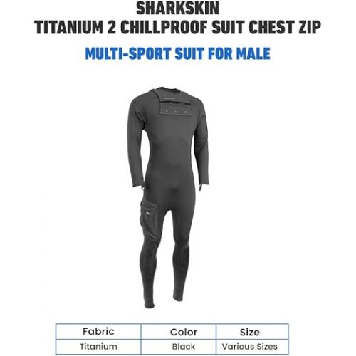  Sharkskin Titanium 2 Multi-Sport Suit for Men, Chillproof Chest Zip Suit - Thermal Protection, Lightweight and Breathable