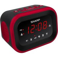 Sharp Big Bang Super Loud Alarm Clock for Heavy Sleepers, 6 Extremely Loud Wake Up Sounds: Rooster, Bugle, Nagging Mom, Jackhammer, Siren, Beep - Up to 115db Volume, Red/Black with Red LED Display