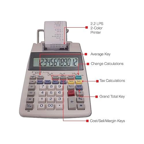  Sharp EL-1750V Two-Color Printing Calculator 2 Lines/Sec 3