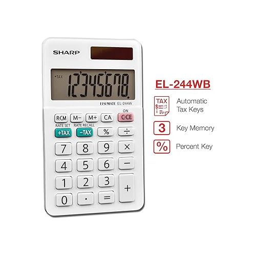  Sharp EL-244WB Business Calculator, White 2.125, 2.38 x 4.06 x 0.31 inches