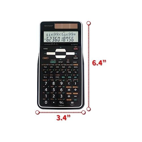  EL-506TSBBW 12-Digit Engineering/Scientific Calculator with Protective Hard Cover, Battery and Solar Hybrid Powered LCD Display, Great for Students and Professionals, Black