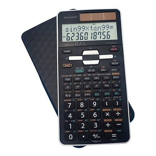  EL-506TSBBW 12-Digit Engineering/Scientific Calculator with Protective Hard Cover, Battery and Solar Hybrid Powered LCD Display, Great for Students and Professionals, Black