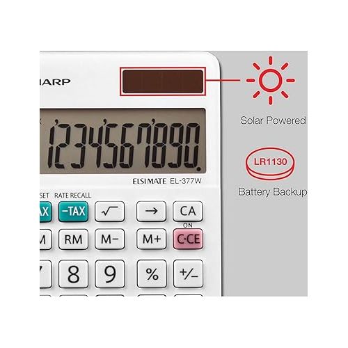  Sharp EL-377WB Business Calculator, White 2.75