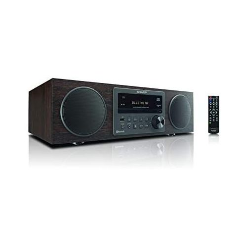  Sharp Vintage Style Modern Retro Look Micro Component Wireless Bluetooth Audio Streaming & Cd Player Wood Speaker System + Remote, USB Port for MP3 Playback, Am/FM Stereo Digital T