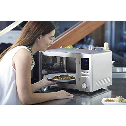  Sharp R982STWE 3-in-1 Mikrowelle mit Heissluft und Grill / 42 L / 1000 W / 1300 W Infrarotgrill / 2700 W Heissluft / 10 Automatikprogramme / LED-Display mit Uhr / Glasdrehteller (34,