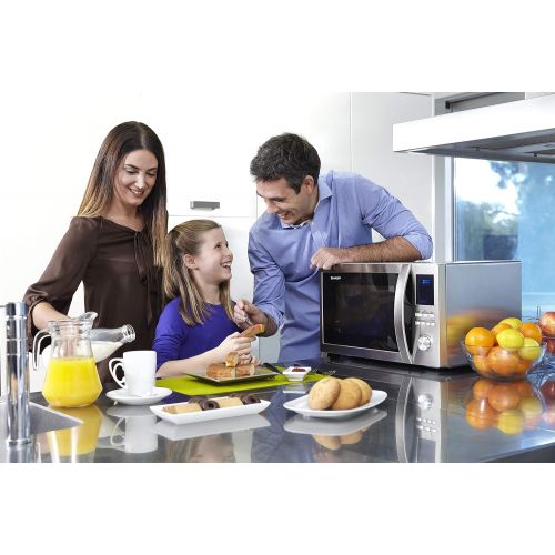  Sharp R982STWE 3-in-1 Mikrowelle mit Heissluft und Grill / 42 L / 1000 W / 1300 W Infrarotgrill / 2700 W Heissluft / 10 Automatikprogramme / LED-Display mit Uhr / Glasdrehteller (34,