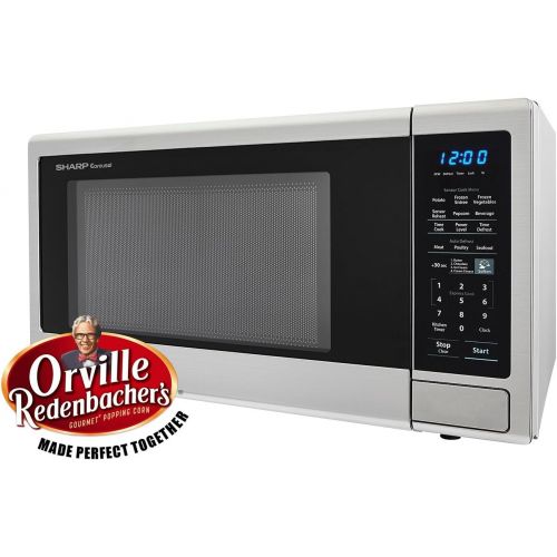  SHARP Carousel 1.4 Cu. Ft. 1000W Countertop Microwave Oven with Orville Redenbacher’s Popcorn Preset (ISTA 6 Packaging), Cubic Foot, Stainless Steel