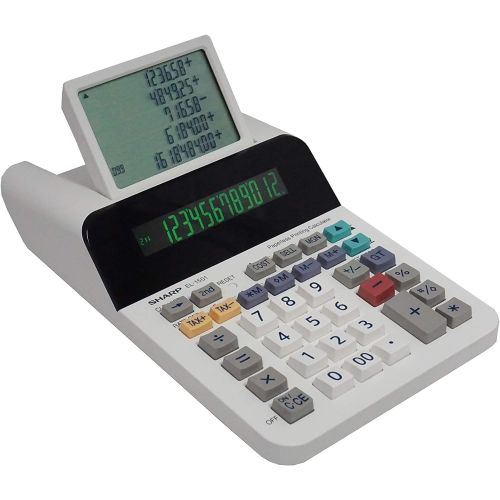  [아마존베스트]Sharp El-1501 Compact Cordless Paperless Large 12-Digit Display Desktop Printing Calculator That Utilizes Printing Calculator Logic