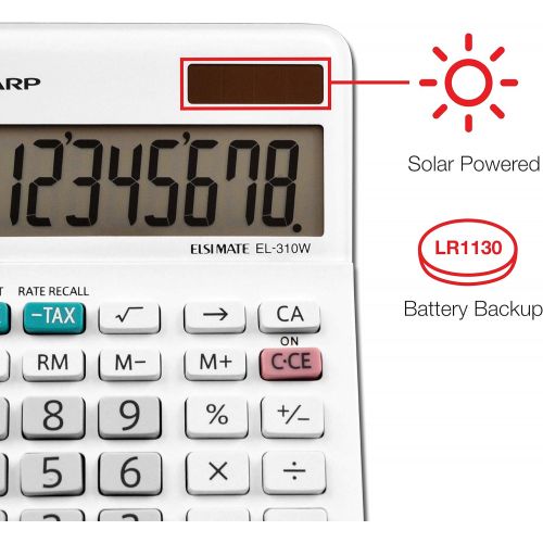  [아마존베스트]Sharp EL-310WB Calculator, White 3.125, 3.38 x 4.75 x 1.0 inches