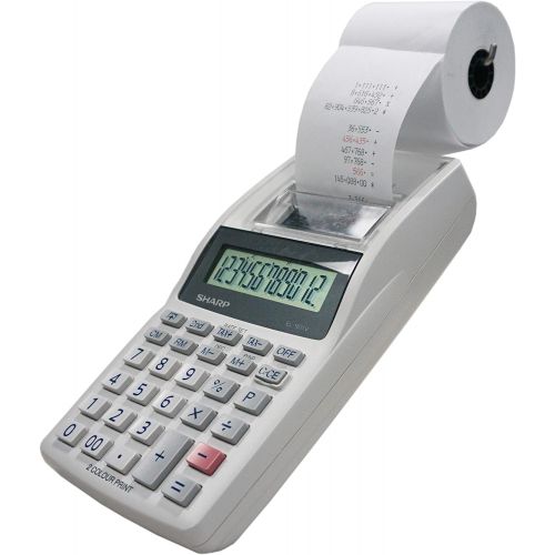 [아마존베스트]Sharp EL-1611V Handheld Portable Cordless 12 Digit Large LCD Display Two-Color Printing Calculator with Tax Functions, 191 x 99 x 42 mm