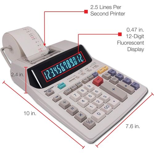  [아마존베스트]Sharp EL-1801V Two-Color Printing Calculator 2.1 Lines/Sec 4 Black/Red