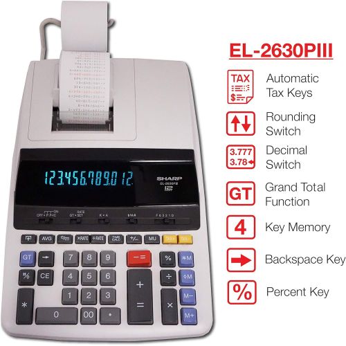  [아마존베스트]Sharp Electronics Standard Function Calculator (EL2630PIII), White, 8 7/8 x 12 7/8