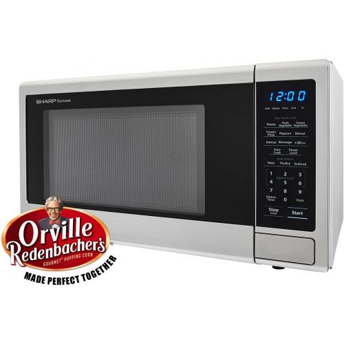  [아마존베스트]SHARP Carousel 1.1 Cu. Ft. 1000W Countertop Microwave Oven with Orville Redenbacher’s Popcorn Preset (ISTA 6 Packaging), Cubic Foot, 1000 Watts, Stainless Steel