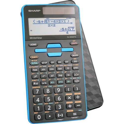  Sharp Calculators EL W535TGBBL 16 Digit Scientific Calculator with WriteView, 4 Line Display, Battery and Solar Hybrid Powered LCD Display, Black & Blue, Black, Blue, 6.4 x 3.1 x 0