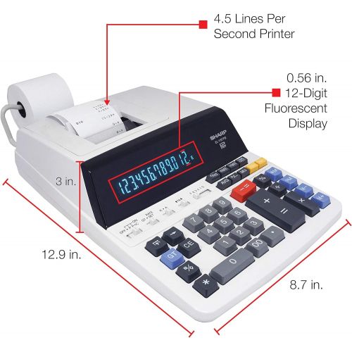  Sharp EL-1197PIII Heavy Duty Color Printing Calculator with Clock and Calendar