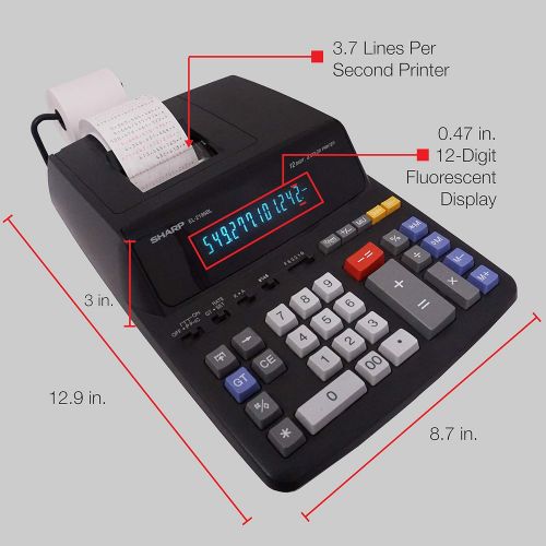  Sharp EL-2196BL 12 Digit Printing Calculator