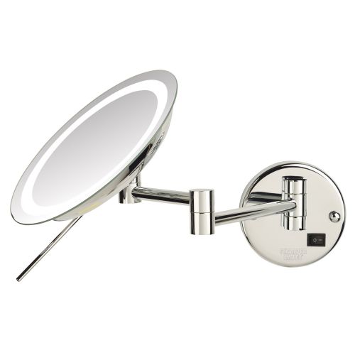  Sharper Image JRT718CL 8.5-inch Slimline LED Wall Mount 8x Magnifying Makeup Mirror, Chrome