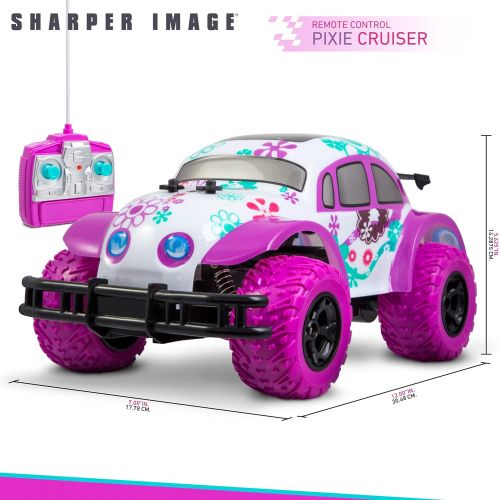 [아마존 핫딜]  [아마존핫딜]Sharper Image SHARPER IMAGE Pixie Cruiser Pink and Purple RC Remote Control Car Toy for Girls with Off-Road Grip Tires; Princess Style Big Buggy Crawler w/Flowers Design and Shocks, Race Up to 5