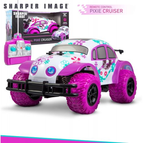  [아마존 핫딜]  [아마존핫딜]Sharper Image SHARPER IMAGE Pixie Cruiser Pink and Purple RC Remote Control Car Toy for Girls with Off-Road Grip Tires; Princess Style Big Buggy Crawler w/Flowers Design and Shocks, Race Up to 5