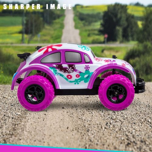  [아마존 핫딜]  [아마존핫딜]Sharper Image SHARPER IMAGE Pixie Cruiser Pink and Purple RC Remote Control Car Toy for Girls with Off-Road Grip Tires; Princess Style Big Buggy Crawler w/Flowers Design and Shocks, Race Up to 5