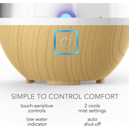  [아마존 핫딜] [아마존핫딜]Sharper Image UHT1-SI Ultrasonic Cool Mist Humidifier, 0.4 Gallon (1.5L) Water Tank, 2 Settings, Auto Shut-Off, 360° Rotatable Nozzle, Illuminated Touch Control, LED Nightlight, As