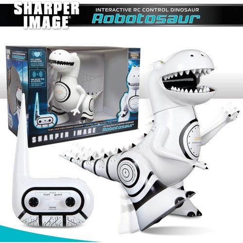  [아마존 핫딜] [아마존핫딜]Sharper Image SHARPER IMAGE Interactive RC Robotosaur Dinosaur, Built-in Mood Sensors and Color-Changing LED Eyes, Motion Detection, Growls, Snores, Battery Operated- White/Black
