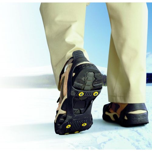  [아마존베스트]Sharper Image Perfect Solutions Ice Traction Slip-Ons - Large, Black, One Size, Stretch-On Traction Footgear for Ice and Snow