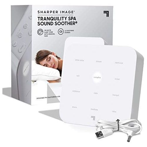  SHARPER IMAGE Ultimate Sleep White Noise Sound Machine for Adults and Baby, Portable Relaxing Music and Nature Sounds Therapy, Aids Sleeping, Stress and Anxiety Relief, with USB Co