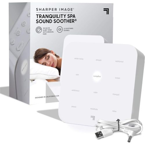  SHARPER IMAGE Ultimate Sleep White Noise Sound Machine for Adults and Baby, Portable Relaxing Music and Nature Sounds Therapy, Aids Sleeping, Stress and Anxiety Relief, with USB Co