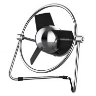 Sharper Image SBM1-SI USB Fan with Soft Blades, 2 Speeds, Touch Control, Quiet Operation, Metal Frame, 5V Wall Adapter, 6 ft. Cable, Black/Chrome