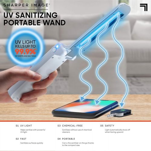  SHARPER IMAGE TrueUV Light Sanitizer, Portable and Foldable Ultraviolet Sanitizing Light, Clean Phones Keyboard Kids Toys, No Residue or Surface Damage