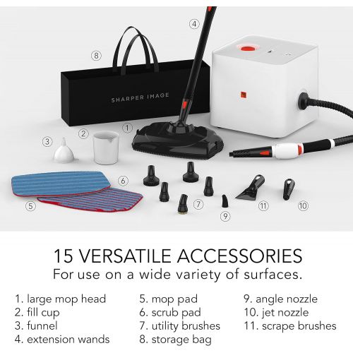  Sharper Image SI-380 Canister Steam Cleaner with 15 Accessories, White