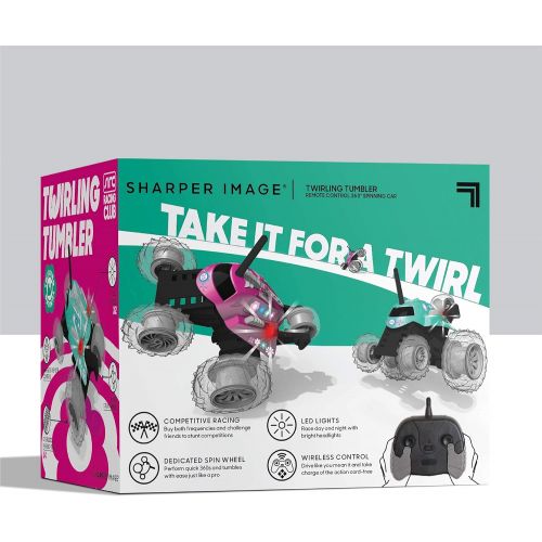  SHARPER IMAGE Thunder Tumbler Toy RC Car for Kids, Remote Control Monster Spinning Stunt Mini Truck for Girls and Boys, Racing Flips and Tricks with 5th Wheel, 49 MHz Teal